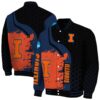 illinois fighting illini hexagonal pattern blue black jacket fashion forward