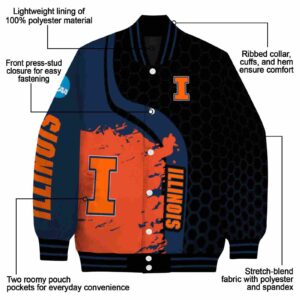 illinois fighting illini hexagonal pattern blue black jacket new arrival