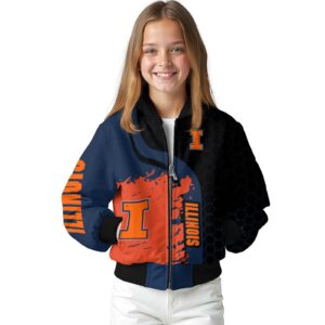 illinois fighting illini hexagonal pattern blue black jacket top rated