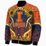illinois fighting illini sunflower bloom blue yellow jacket best selling