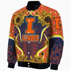 illinois fighting illini sunflower bloom blue yellow jacket best selling