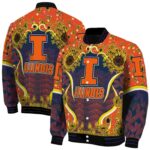 illinois fighting illini sunflower bloom blue yellow jacket best selling