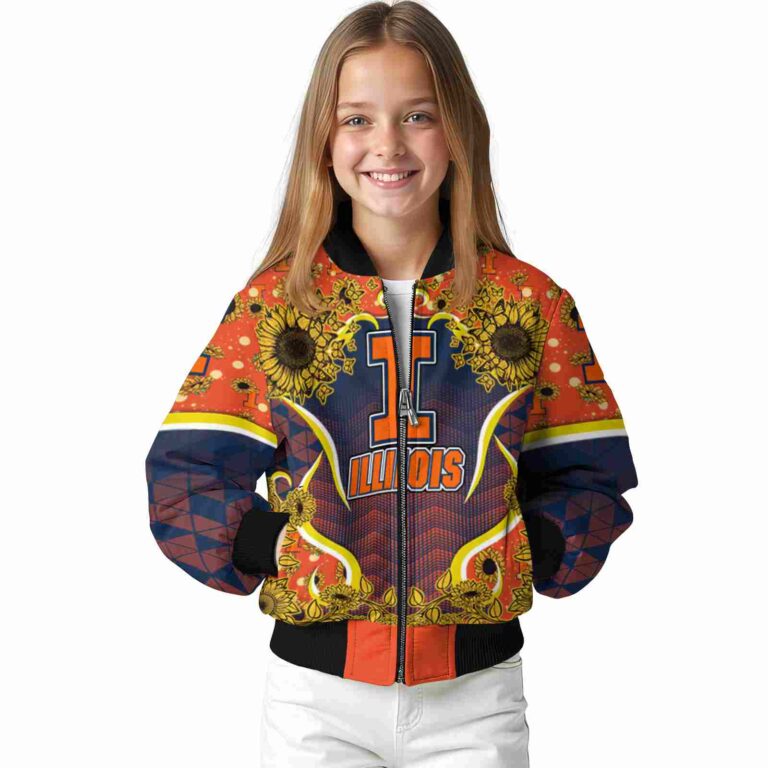 illinois fighting illini sunflower bloom blue yellow jacket top rated