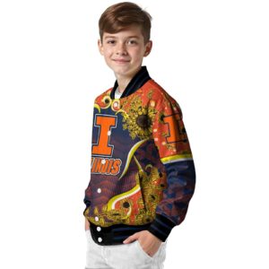 illinois fighting illini sunflower bloom blue yellow jacket trendy