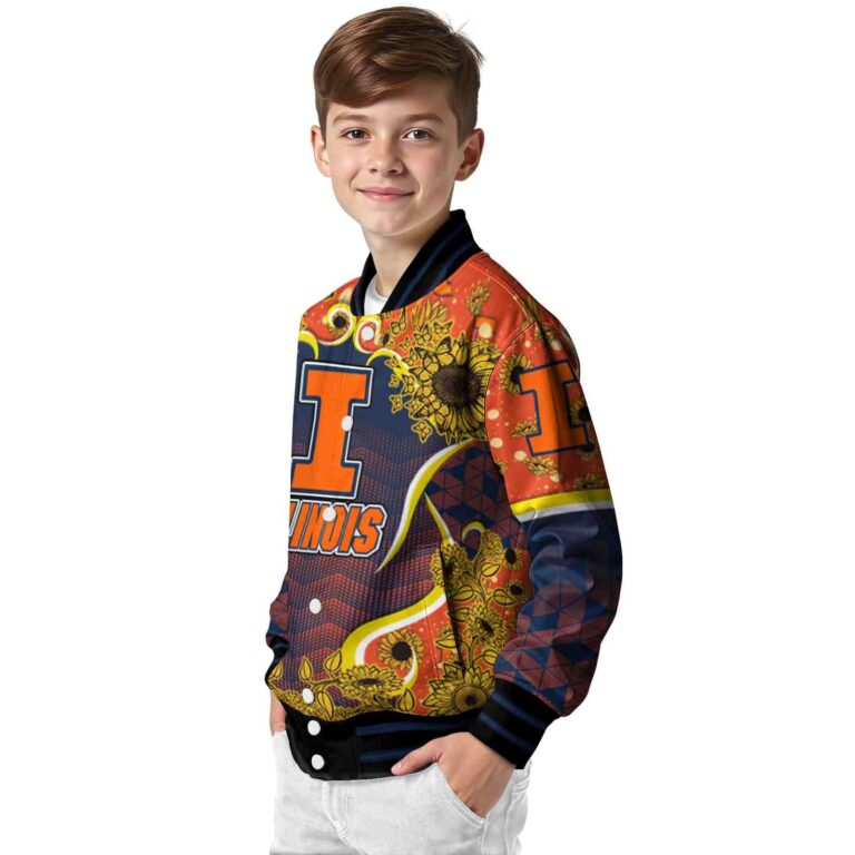 illinois fighting illini sunflower bloom blue yellow jacket trendy