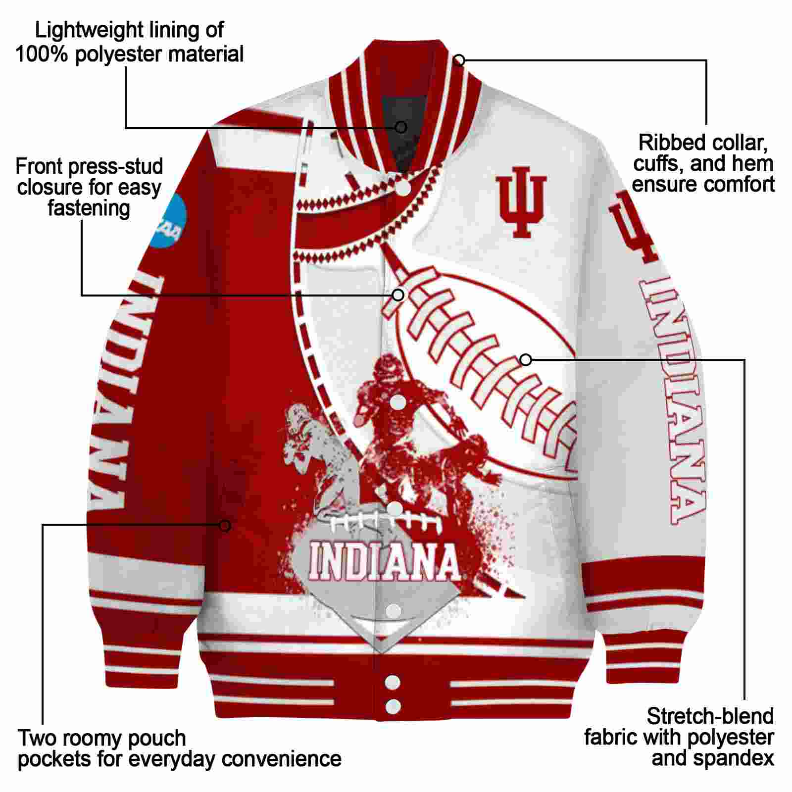 indiana hoosiers baseball stitching cream white jacket new arrival indiana hoosiers baseball stitching cream white jacket new arrival