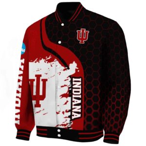 indiana hoosiers hexagonal pattern red black jacket best selling