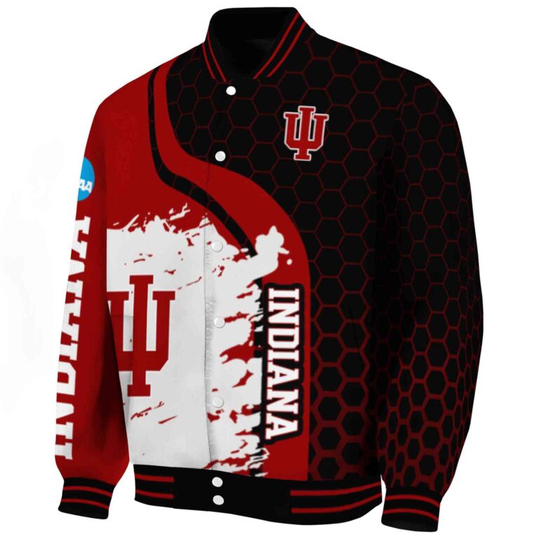 indiana hoosiers hexagonal pattern red black jacket best selling
