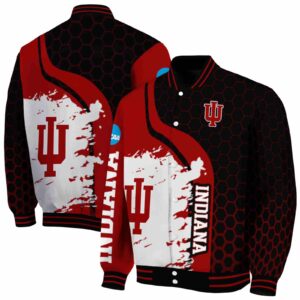indiana hoosiers hexagonal pattern red black jacket fashion forward