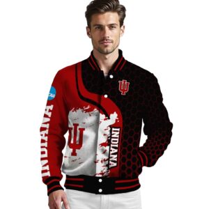 indiana hoosiers hexagonal pattern red black jacket high quality