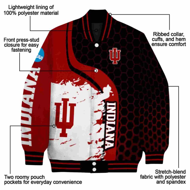 indiana hoosiers hexagonal pattern red black jacket new arrival