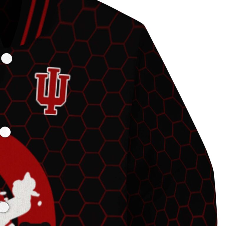 indiana hoosiers hexagonal pattern red black jacket premium grade