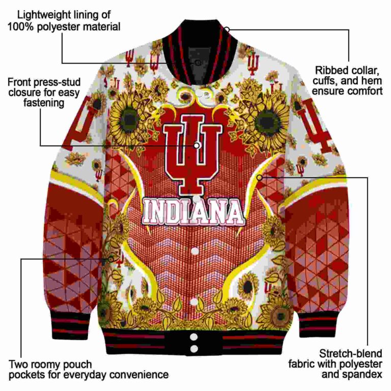 indiana hoosiers sunflower bloom red yellow jacket new arrival