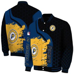 indiana pacers hexagonal pattern blue black jacket fashion forward