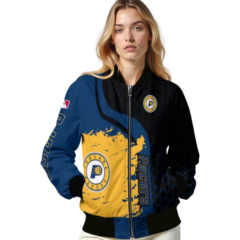 indiana pacers hexagonal pattern blue black jacket latest model