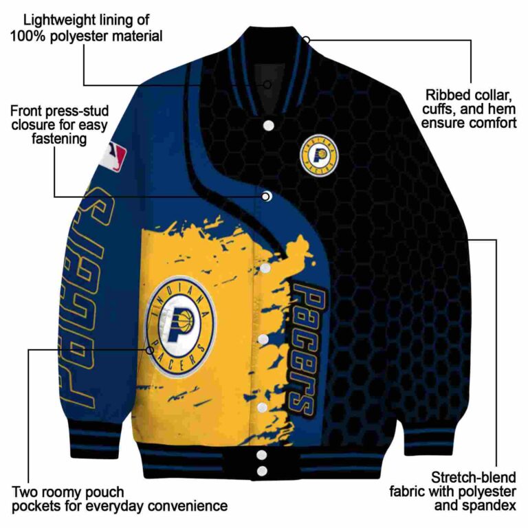 indiana pacers hexagonal pattern blue black jacket new arrival
