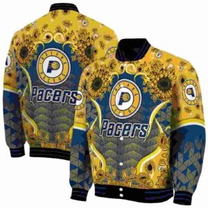 indiana pacers sunflower bloom blue yellow jacket fashion forward