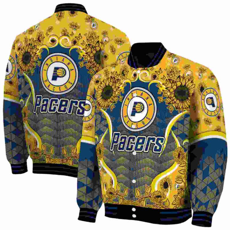 indiana pacers sunflower bloom blue yellow jacket fashion forward