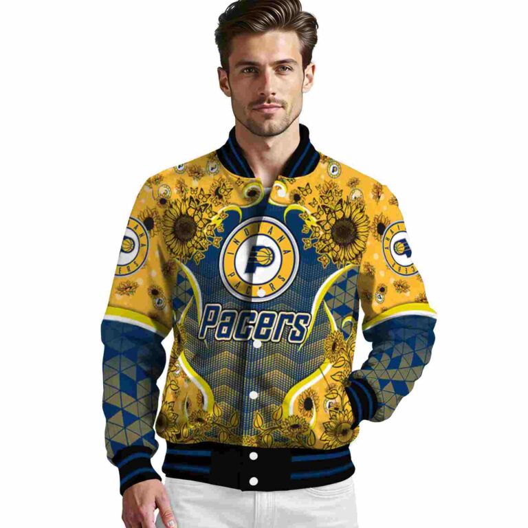 indiana pacers sunflower bloom blue yellow jacket high quality