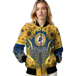 indiana pacers sunflower bloom blue yellow jacket latest model