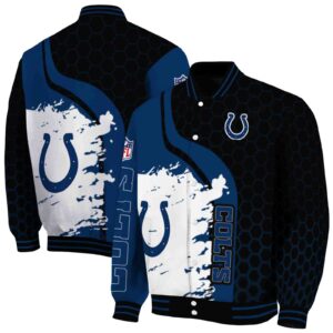 indianapolis colts hexagonal pattern blue black jacket fashion forward