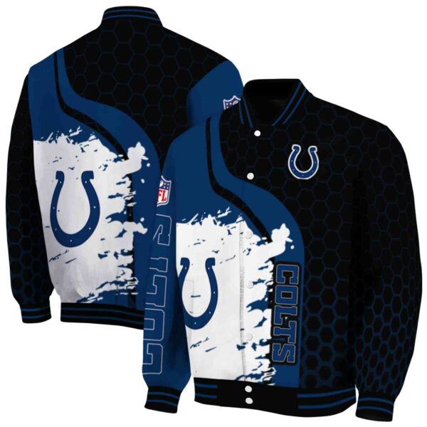 indianapolis colts hexagonal pattern blue black jacket fashion forward