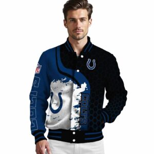 indianapolis colts hexagonal pattern blue black jacket high quality