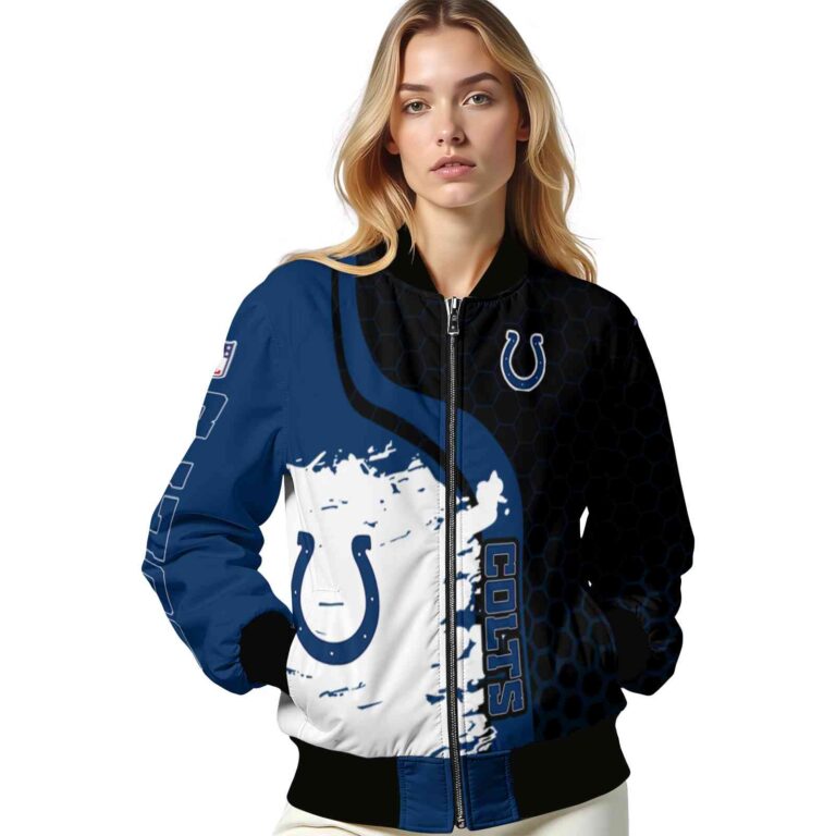 indianapolis colts hexagonal pattern blue black jacket latest model