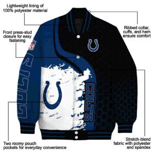 indianapolis colts hexagonal pattern blue black jacket new arrival