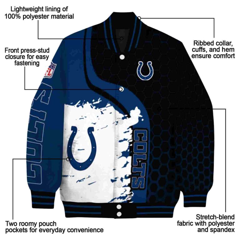 indianapolis colts hexagonal pattern blue black jacket new arrival