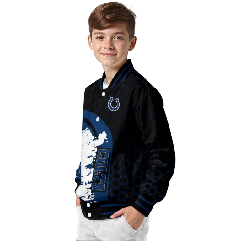 indianapolis colts hexagonal pattern blue black jacket trendy