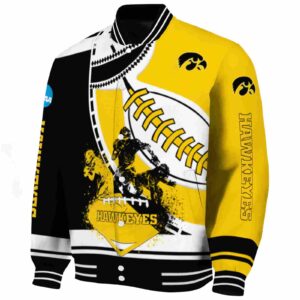 iowa hawkeyes baseball stitching gold white jacket best selling