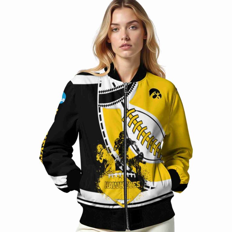 iowa hawkeyes baseball stitching gold white jacket latest model