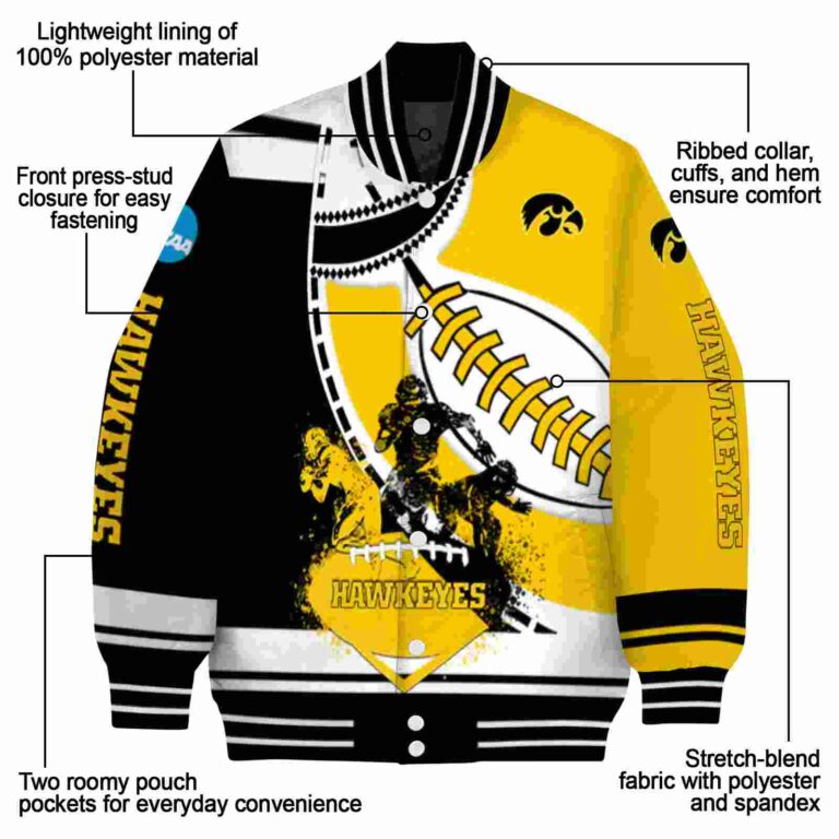 iowa hawkeyes baseball stitching gold white jacket new arrival