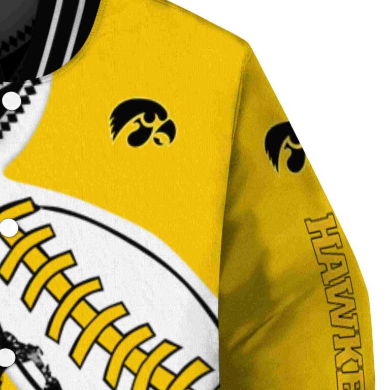 iowa hawkeyes baseball stitching gold white jacket premium grade