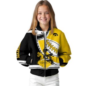 iowa hawkeyes baseball stitching gold white jacket top rated
