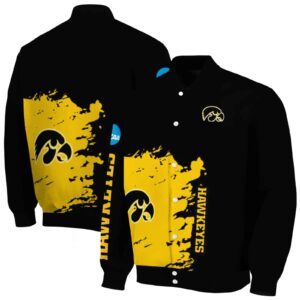 iowa hawkeyes hexagonal pattern black jacket fashion forward