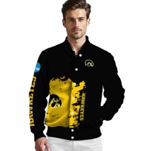 iowa hawkeyes hexagonal pattern black jacket high quality