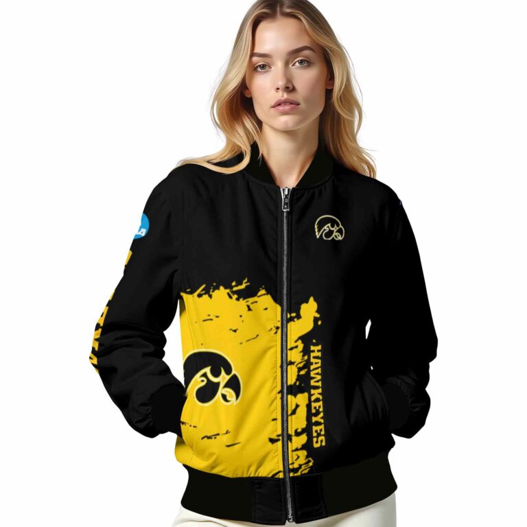 iowa hawkeyes hexagonal pattern black jacket latest model