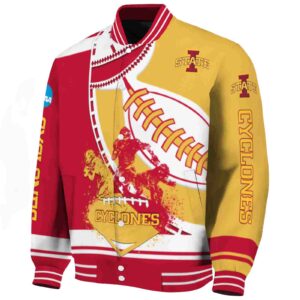 iowa state cyclones baseball stitching gold white jacket best selling