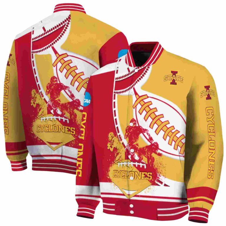iowa state cyclones baseball stitching gold white jacket fashion forward