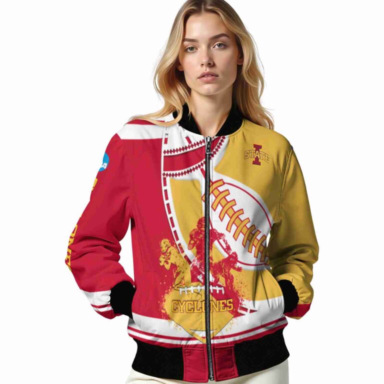 iowa state cyclones baseball stitching gold white jacket latest model