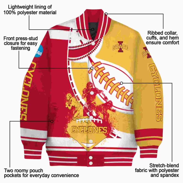 iowa state cyclones baseball stitching gold white jacket new arrival