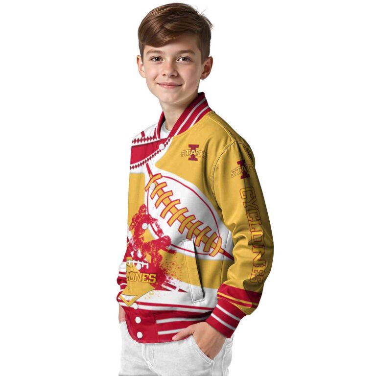 iowa state cyclones baseball stitching gold white jacket trendy