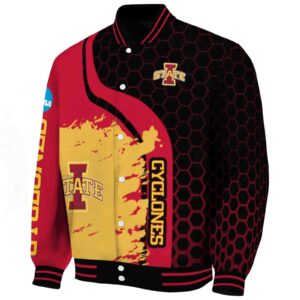 iowa state cyclones hexagonal pattern red black jacket best selling
