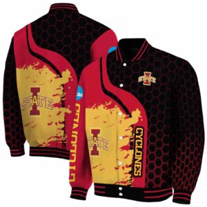 iowa state cyclones hexagonal pattern red black jacket fashion forward