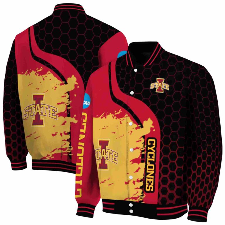 iowa state cyclones hexagonal pattern red black jacket fashion forward