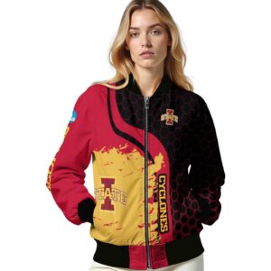 iowa state cyclones hexagonal pattern red black jacket latest model