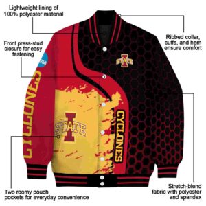 iowa state cyclones hexagonal pattern red black jacket new arrival
