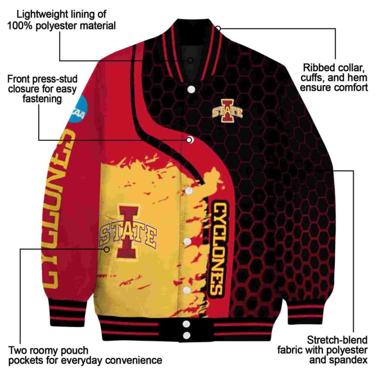 iowa state cyclones hexagonal pattern red black jacket new arrival